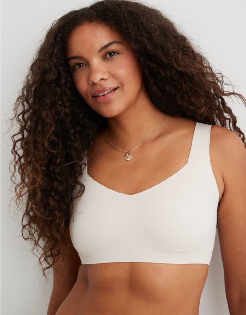 Aerie SMOOTHEZ Padded Sweetheartlette Bras White | 7392FONCM