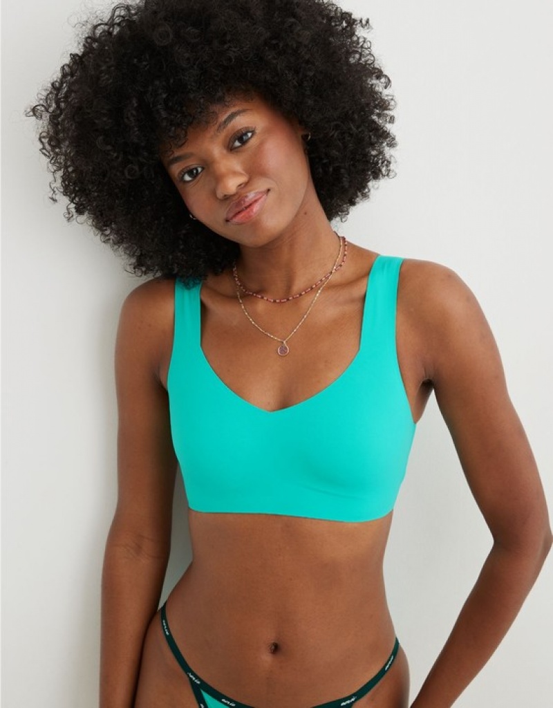 Aerie SMOOTHEZ Padded Sweetheartlette Bras Turquoise | 1058PSQCJ