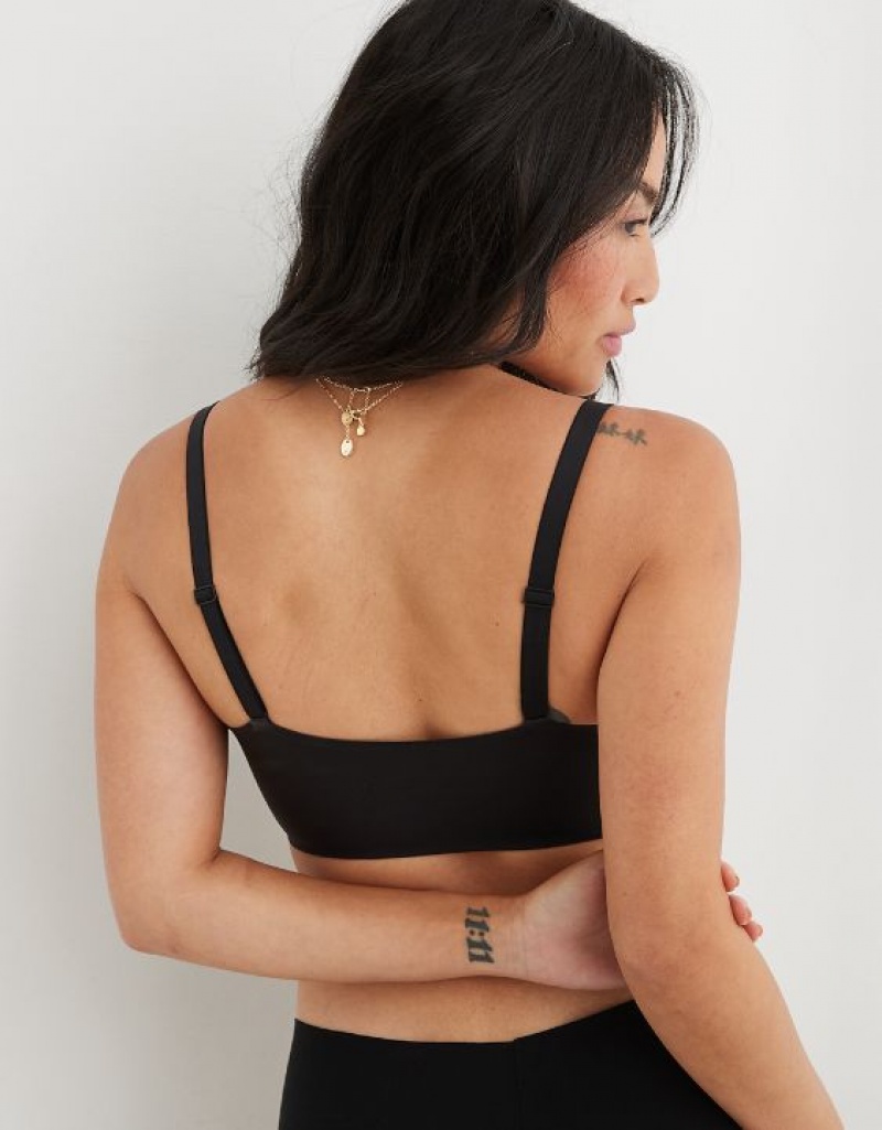 Aerie SMOOTHEZ Pull On Push Up Bras Black | 7925IRKJZ