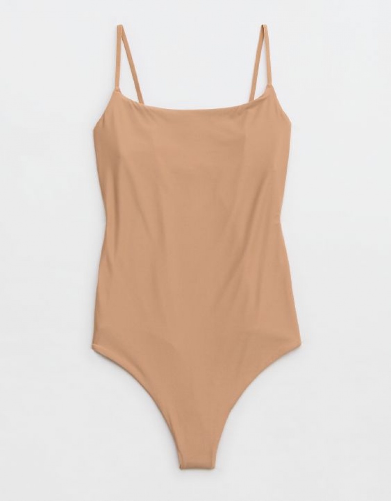 Aerie SMOOTHEZ Scoop Bodysuit Beige | 0815ANCPL