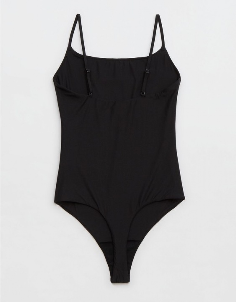 Aerie SMOOTHEZ Scoop Bodysuit Black | 3104PZKVQ