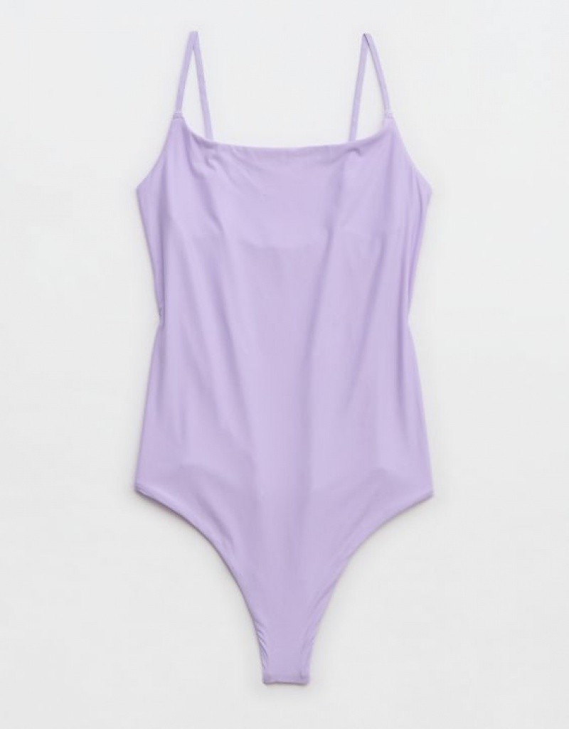 Aerie SMOOTHEZ Scoop Bodysuit Purple / Wash | 1579IEGUQ