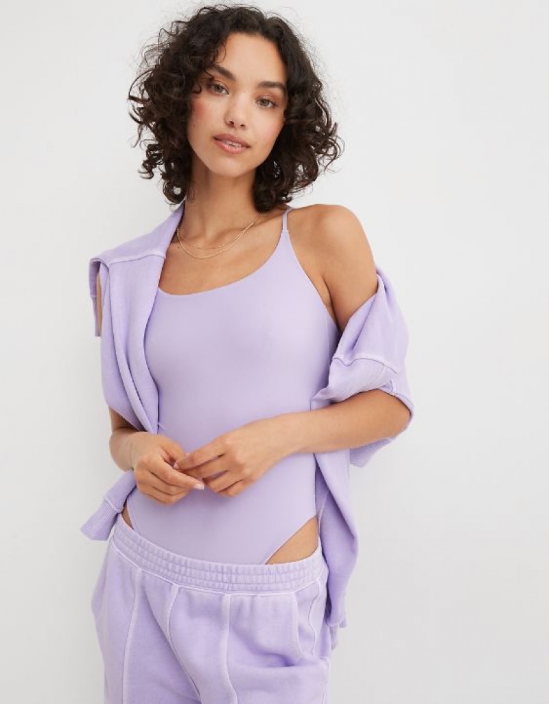 Aerie SMOOTHEZ Scoop Bodysuit Purple / Wash | 1579IEGUQ