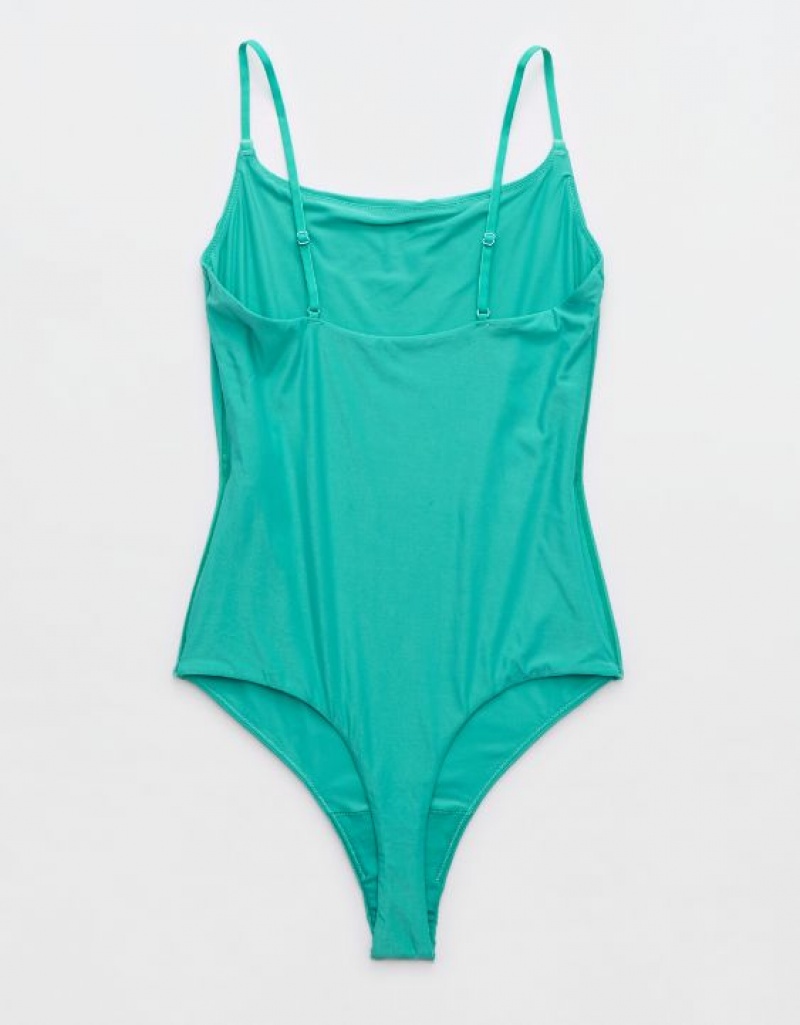 Aerie SMOOTHEZ Scoop Bodysuit Turquoise | 4710UGBDN