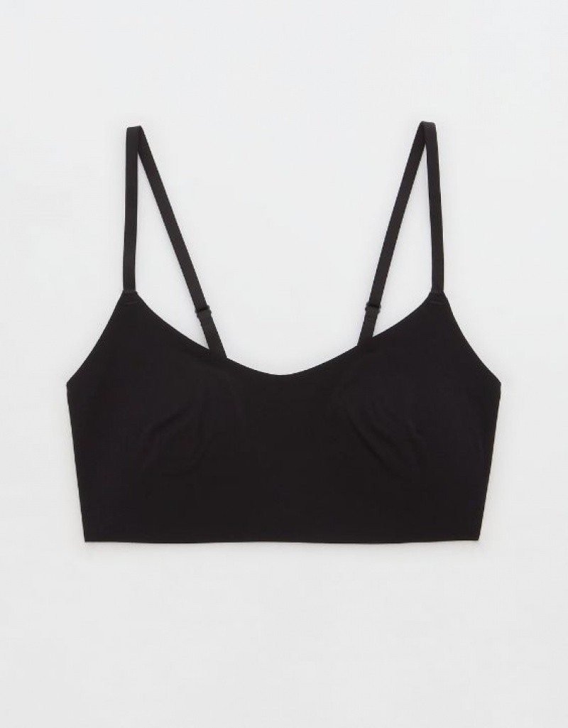 Aerie SMOOTHEZ Scooplette Bras Black | 7360RKQJV