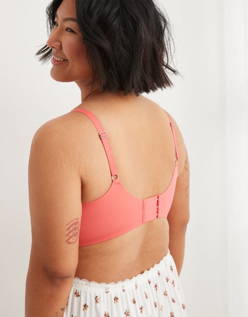 Aerie SMOOTHEZ Scooplette Bras Coral | 4761BSMOW