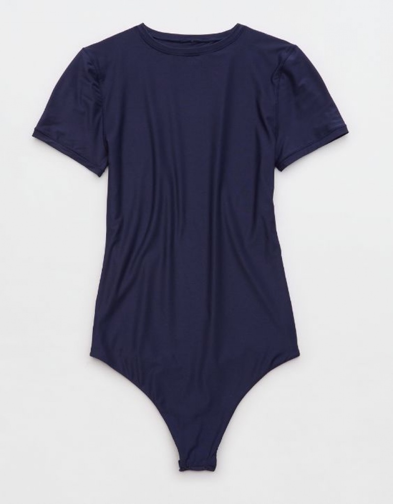 Aerie SMOOTHEZ Sleeve Bodysuit Navy | 5319MRVYC