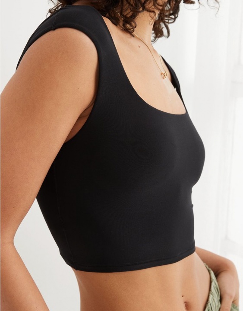 Aerie SMOOTHEZ Square Neck Cami Bras Black | 6589LQIPY