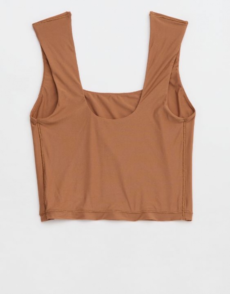 Aerie SMOOTHEZ Square Neck Cami Bras Khaki | 8504VXMKG