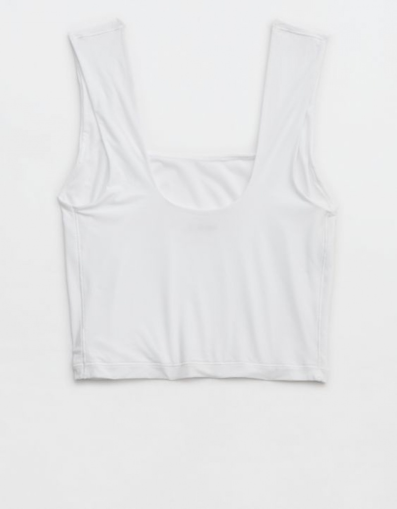 Aerie SMOOTHEZ Square Neck Cami Bras White | 2706EGTZM