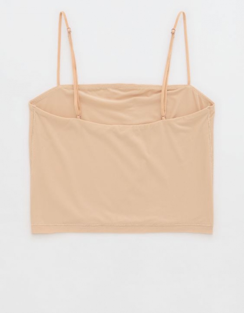 Aerie SMOOTHEZ Tank Cami Bras Beige | 5364NAIRY