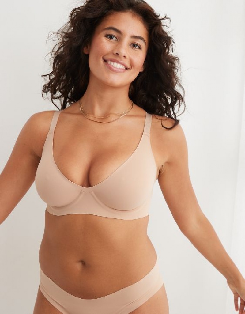 Aerie SMOOTHEZ Unlined Bras Beige | 4309ILNDS