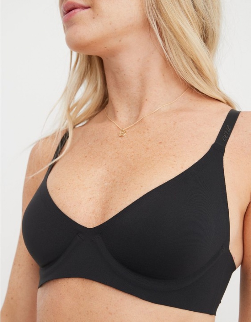 Aerie SMOOTHEZ Unlined Bras Black | 1865SGAJT