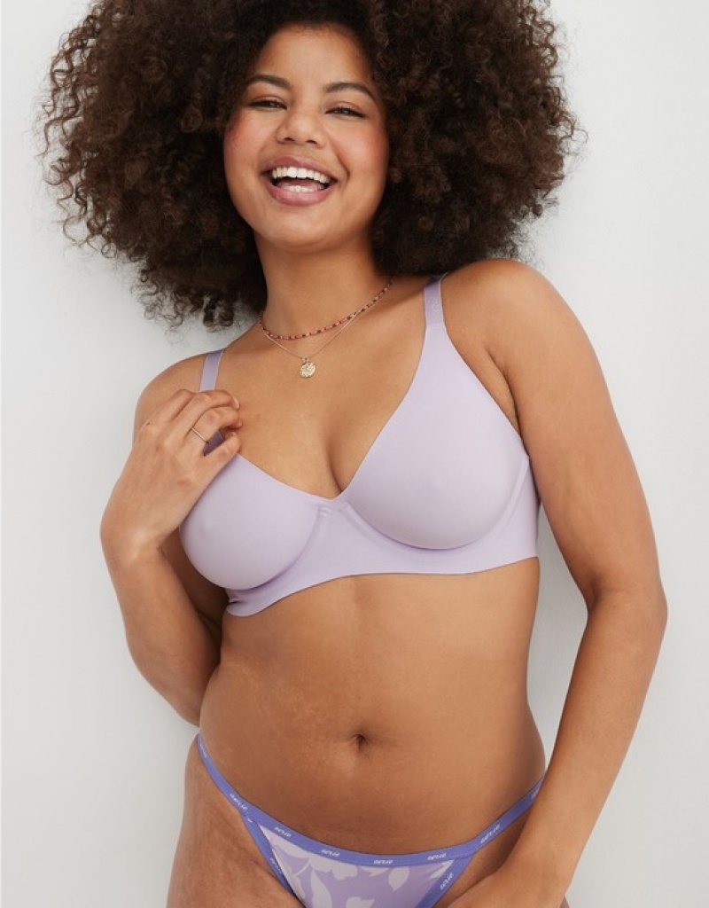 Aerie SMOOTHEZ Unlined Bras Lavender | 4973UBGTN