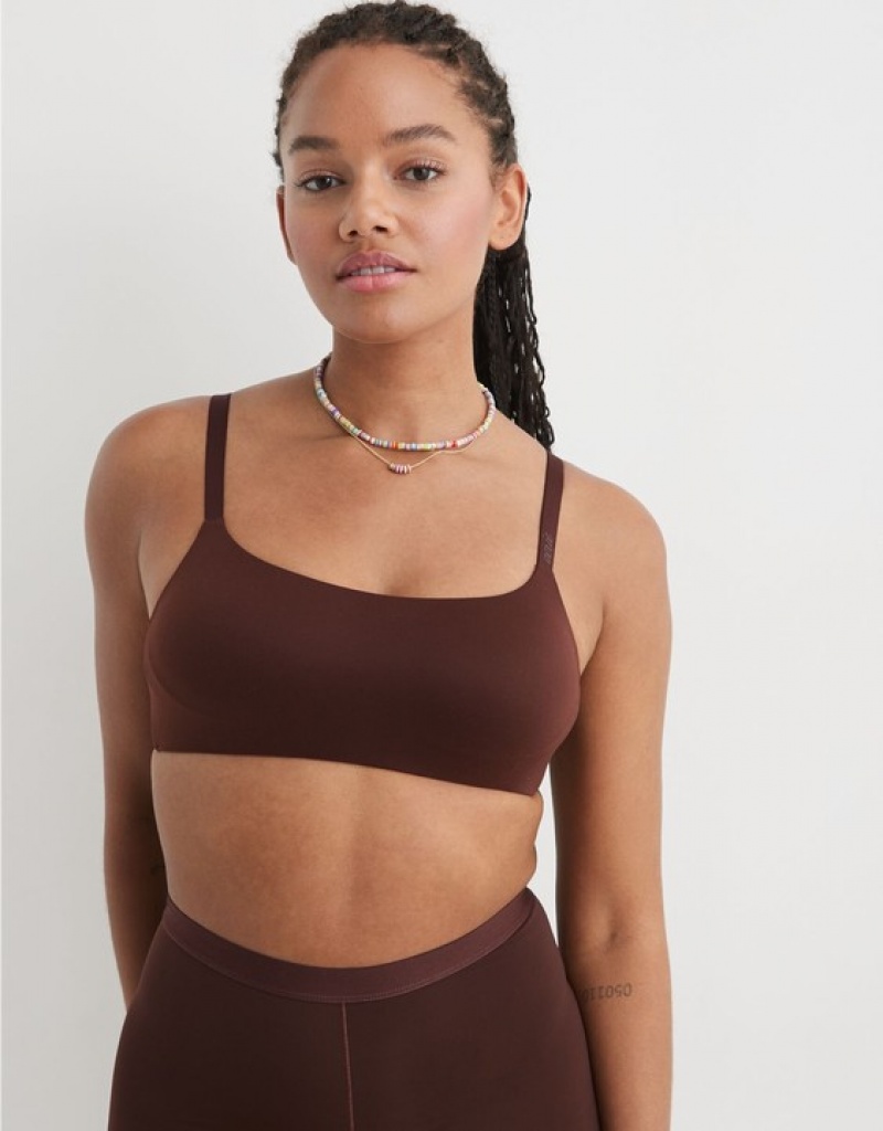 Aerie SMOOTHEZ-ish Wirelesslette Bras Brown | 0937EBNCT