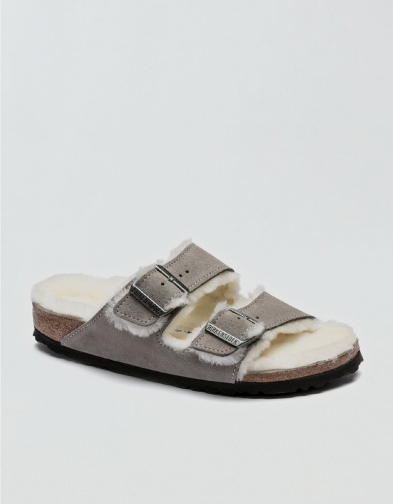 Aerie Shearling Arizona Sandals Grey | 6275JUMBN