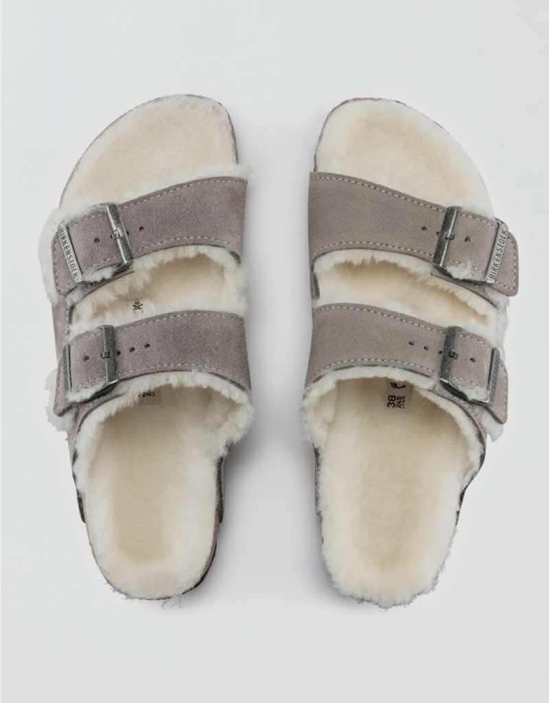 Aerie Shearling Arizona Sandals Grey | 6275JUMBN