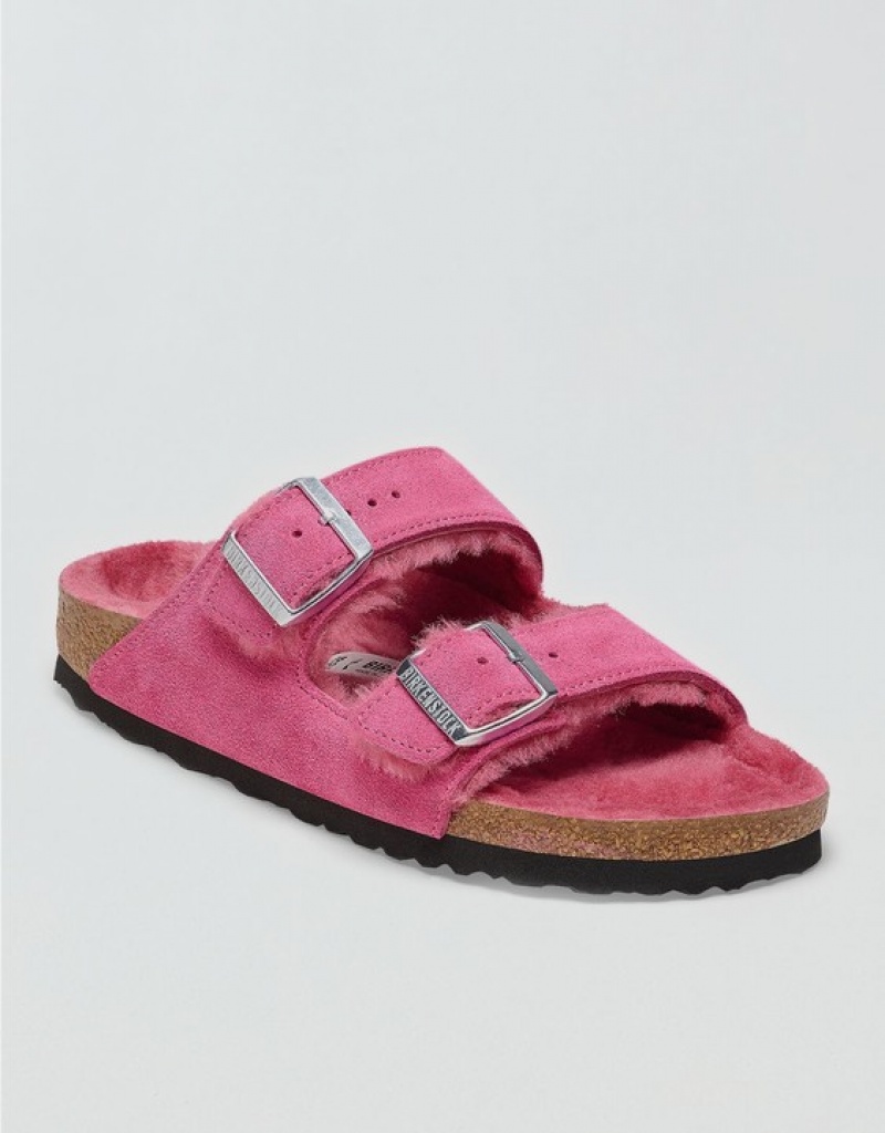 Aerie Shearling Arizona Sandals Pink | 1563KIXPW