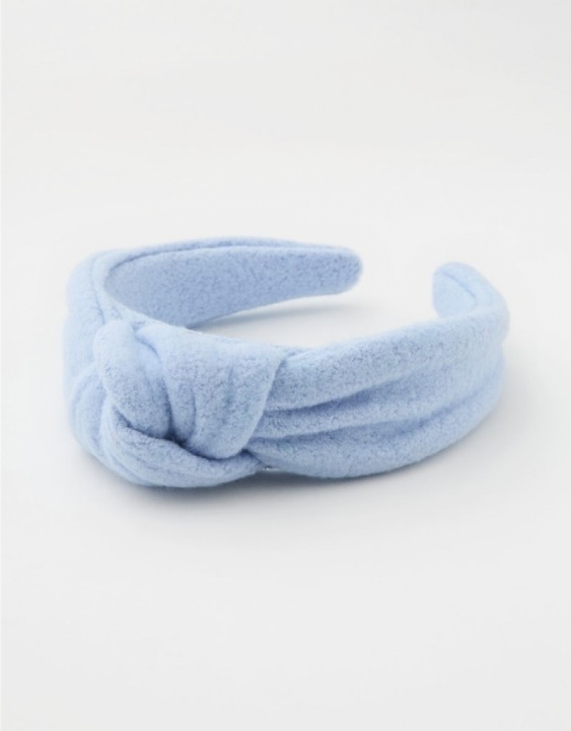 Aerie Sherpa Fleece Top Knot Hair Accessories Blue | 4391QCGRT