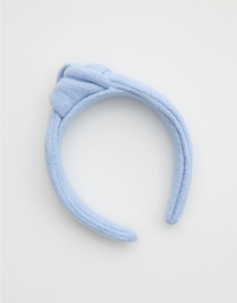 Aerie Sherpa Fleece Top Knot Hair Accessories Blue | 4391QCGRT