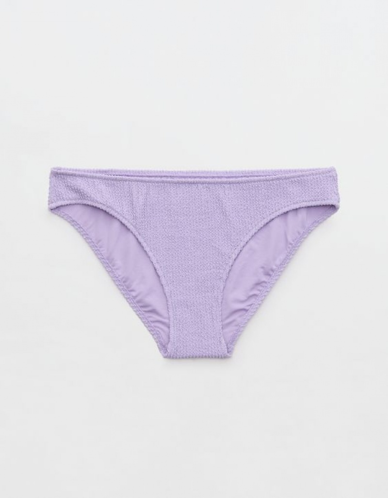 Aerie Shine Crinkle Full Coverage Bikini Bottom Purple / Wash | 2576BIUVW