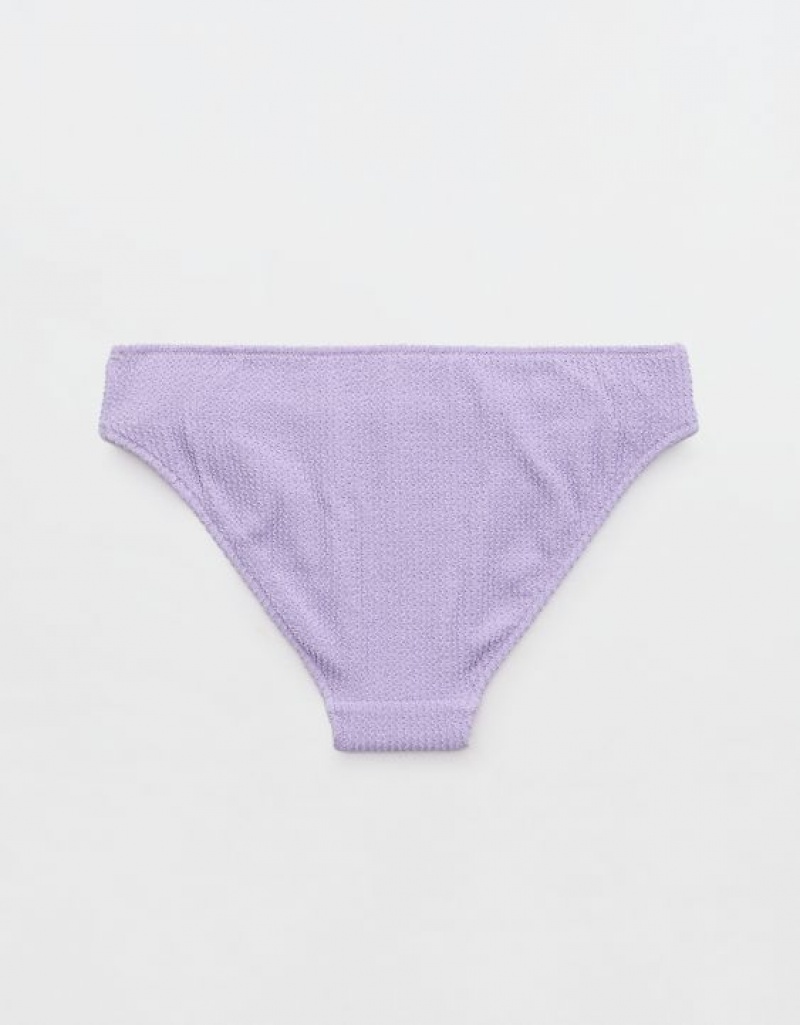 Aerie Shine Crinkle Full Coverage Bikini Bottom Purple / Wash | 2576BIUVW