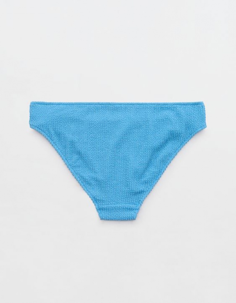 Aerie Shine Crinkle Full Coverage Bikini Bottom Blue | 4196JUVYZ