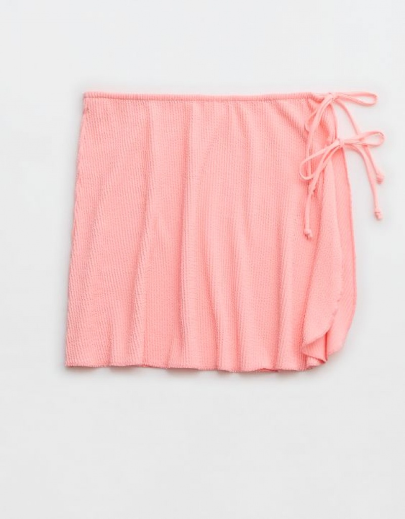 Aerie Shine Crinkle Swim Sarong Skirts Pink | 2804MDHWG