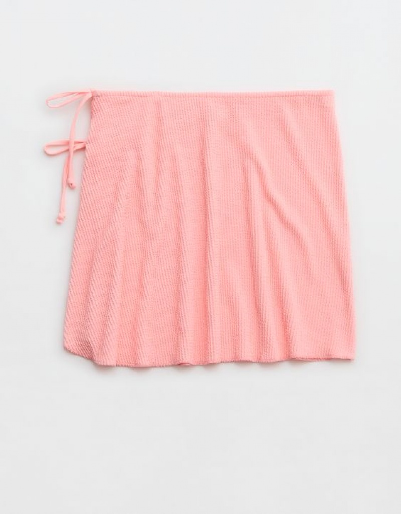 Aerie Shine Crinkle Swim Sarong Skirts Pink | 2804MDHWG