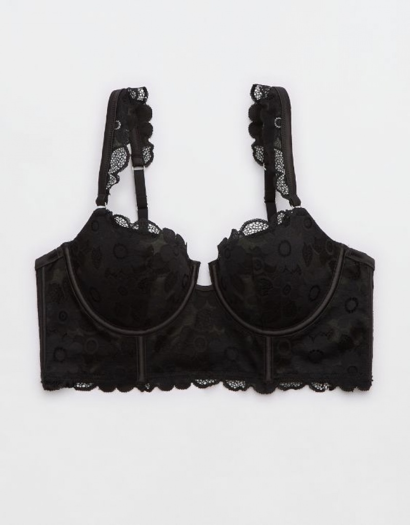 Aerie Show Off Balconette Real Lace Bras Black | 3514PLBCM