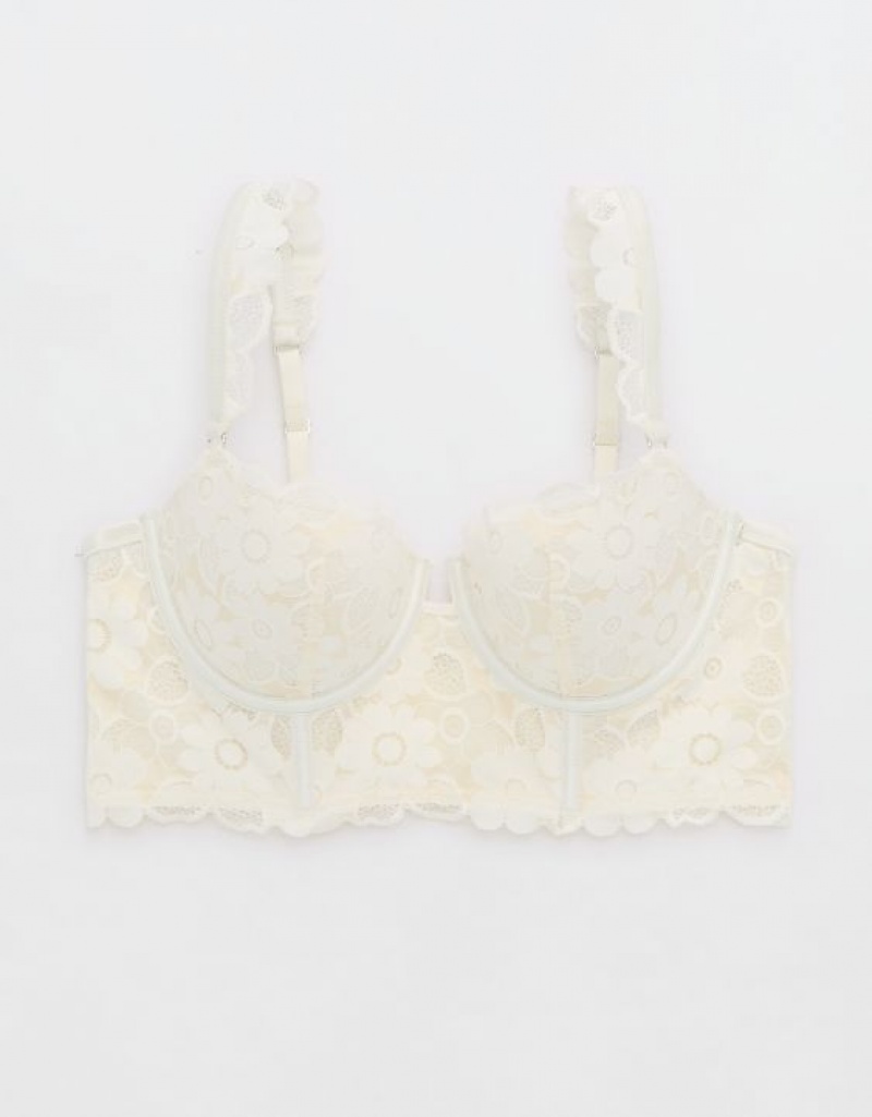 Aerie Show Off Balconette Real Lace Bras White | 3478CQWSM