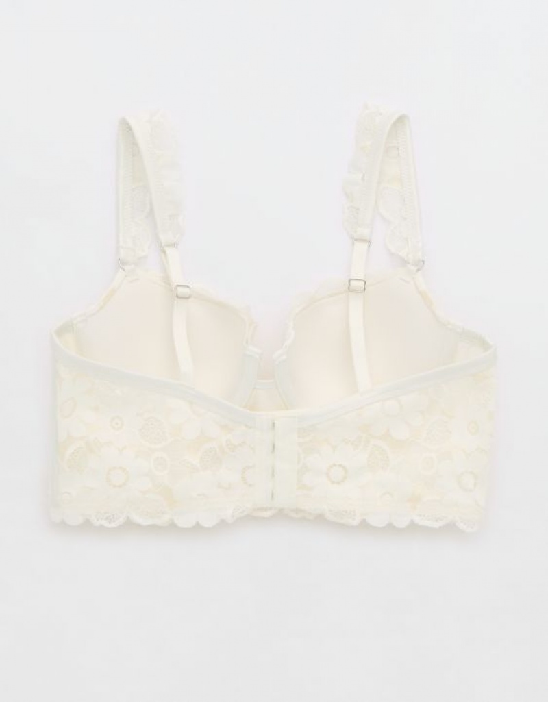 Aerie Show Off Balconette Real Lace Bras White | 3478CQWSM