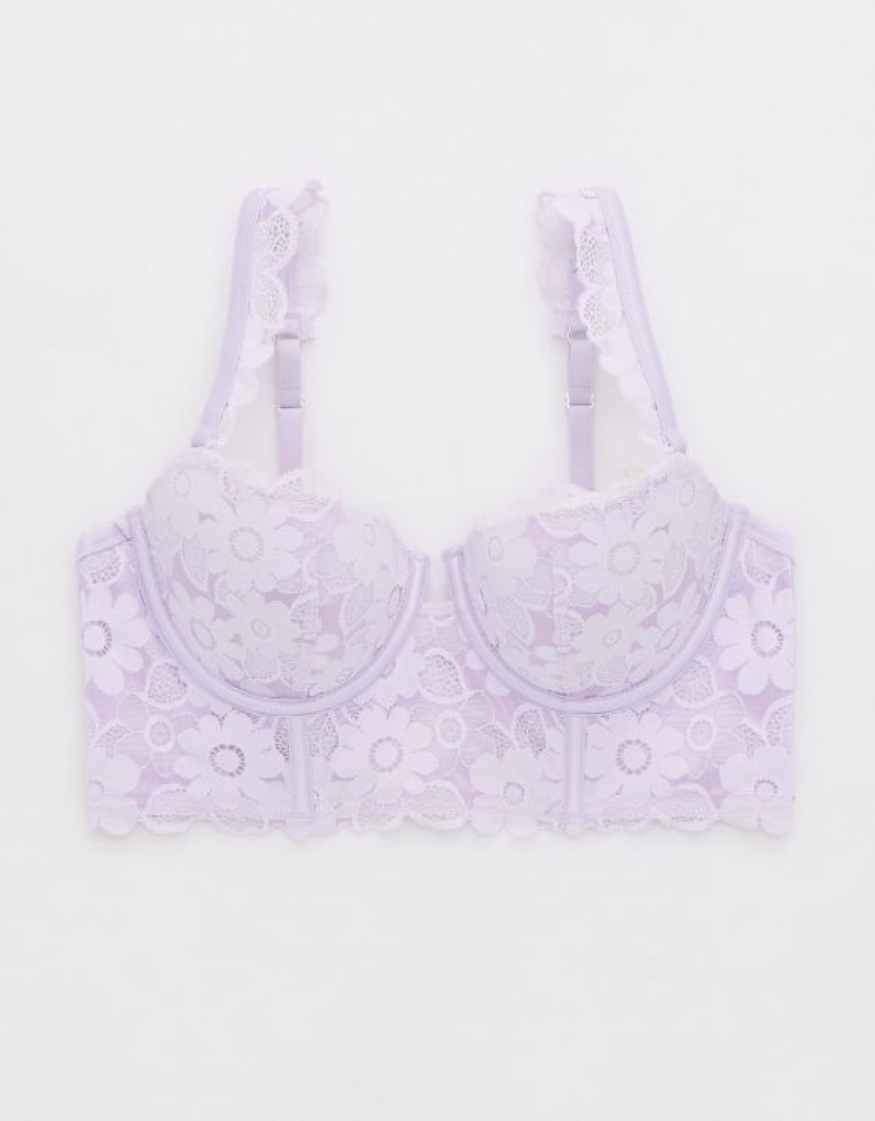 Aerie Show Off Balconette Real Lace Bras Lavender | 6041VJSQX