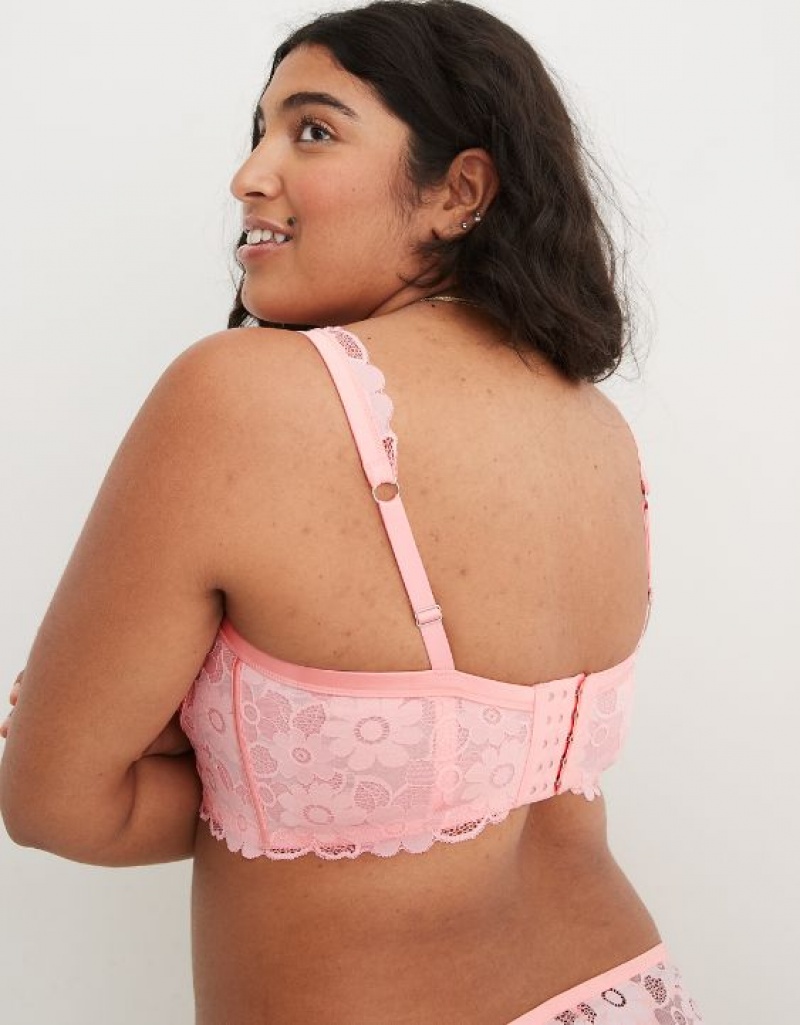 Aerie Show Off Balconette Real Lace Bras Pink | 3489IUKAC