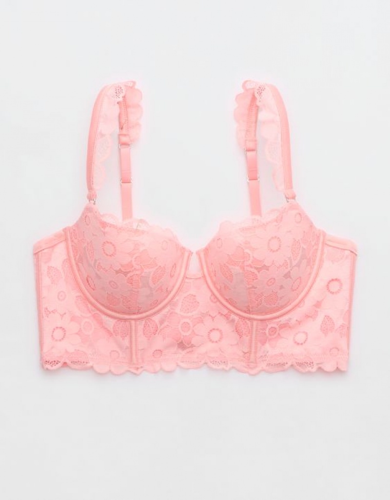 Aerie Show Off Balconette Real Lace Bras Pink | 3489IUKAC