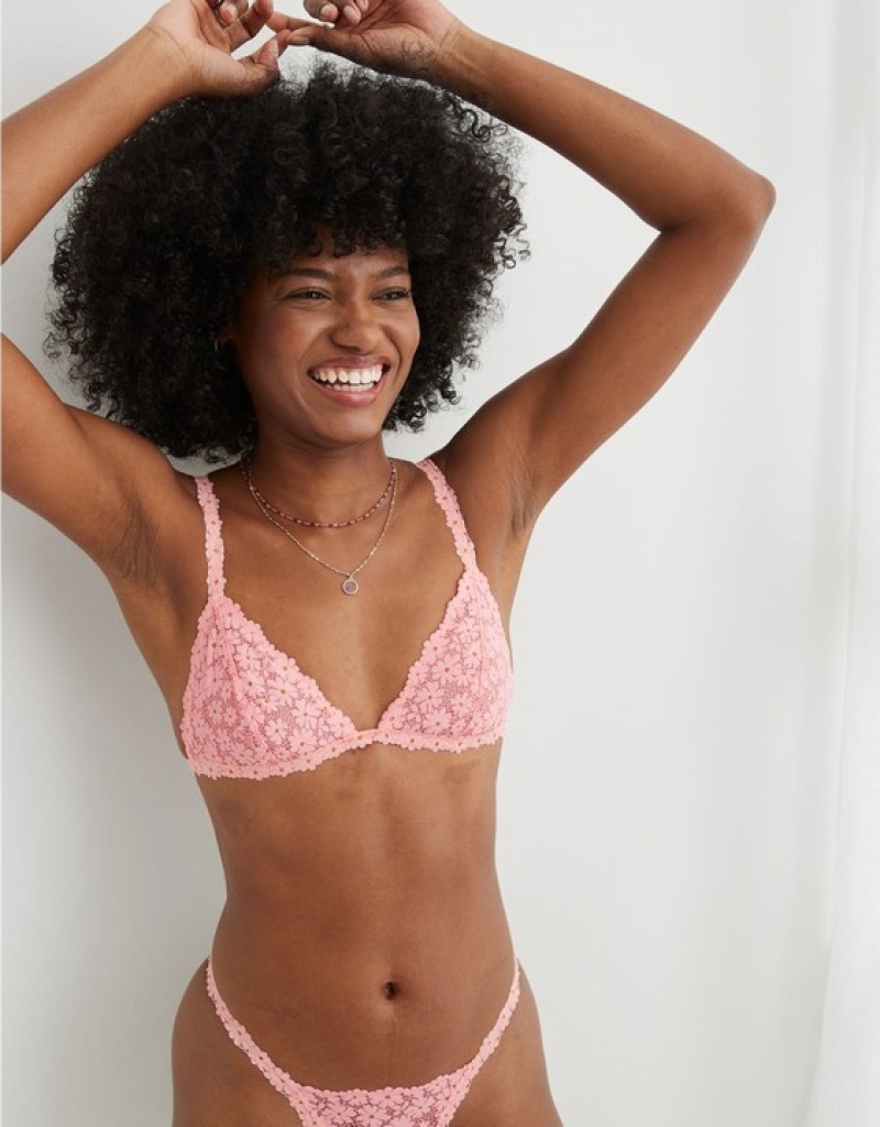 Aerie Show Off Daisy Lacelette Bras Pink | 1802AFMRP