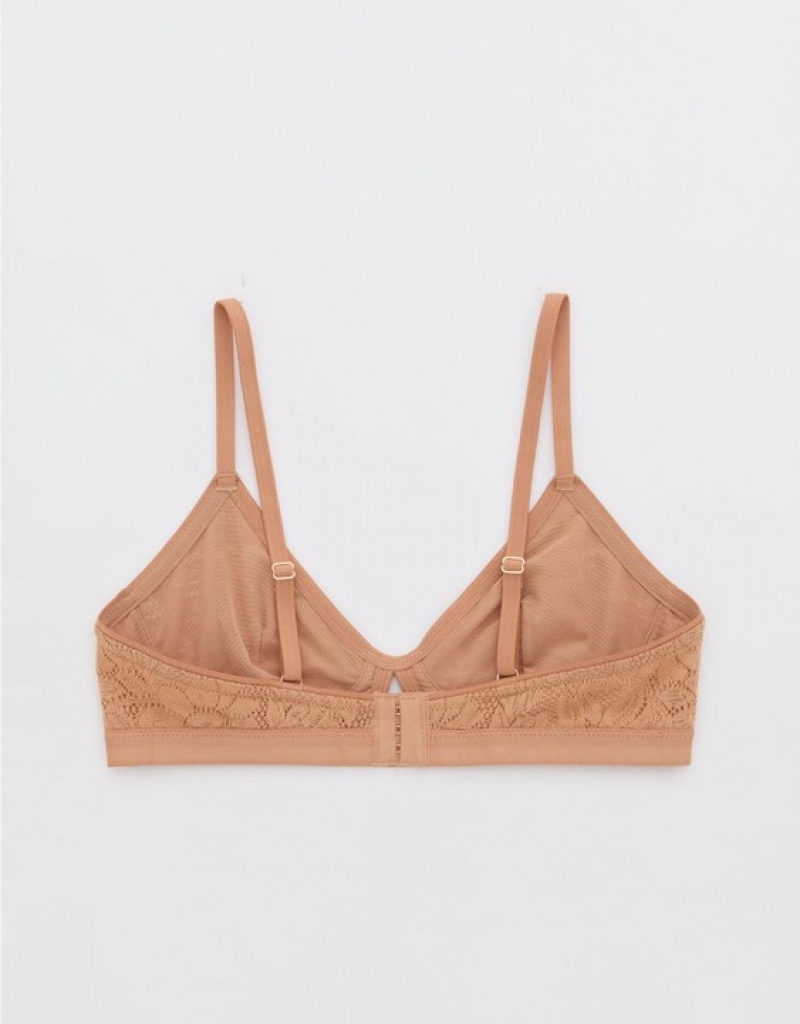 Aerie Show Off Lace Cut Outlette Bras Brown | 7980MFSYU