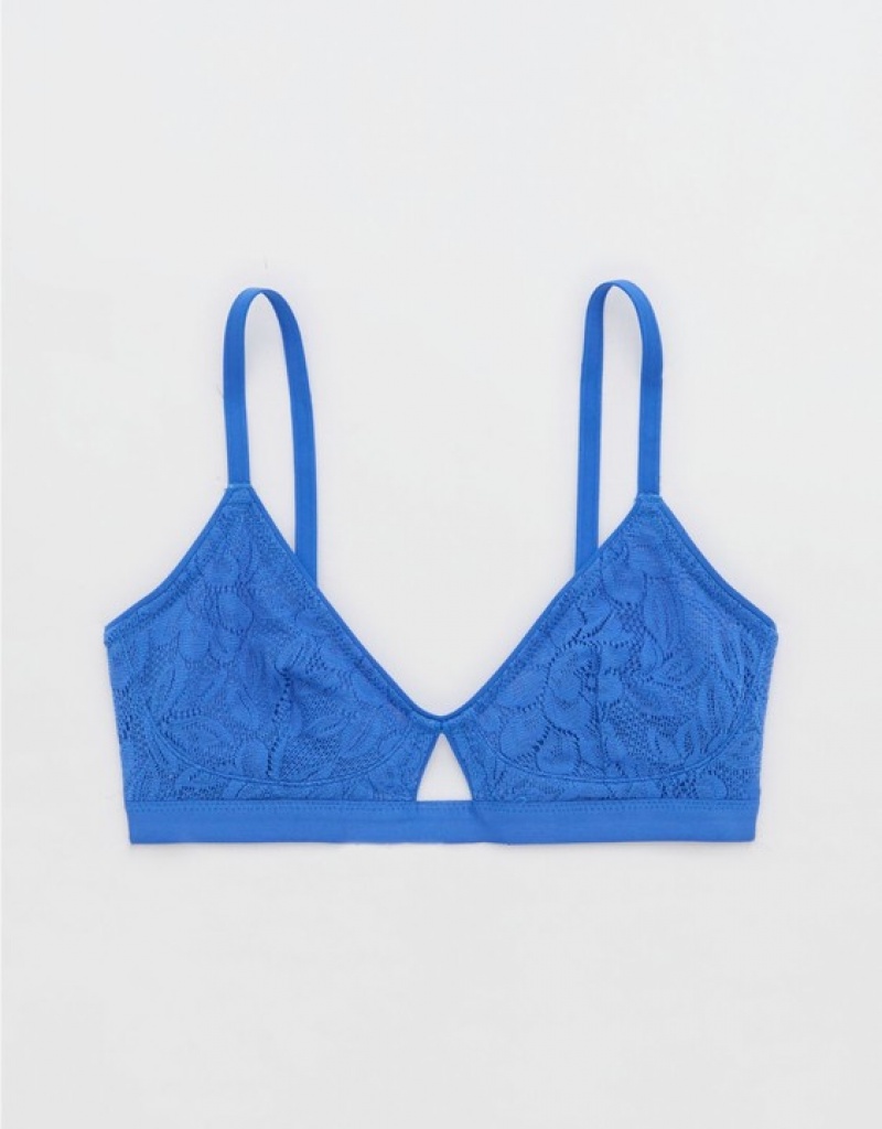 Aerie Show Off Lace Cut Outlette Bras Deep Blue | 5832MAKLV