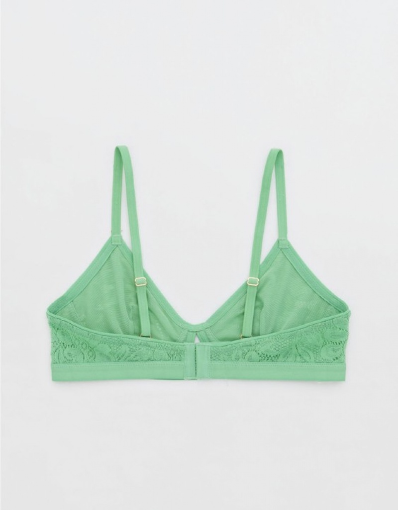 Aerie Show Off Lace Cut Outlette Bras Green | 3260MQBIU