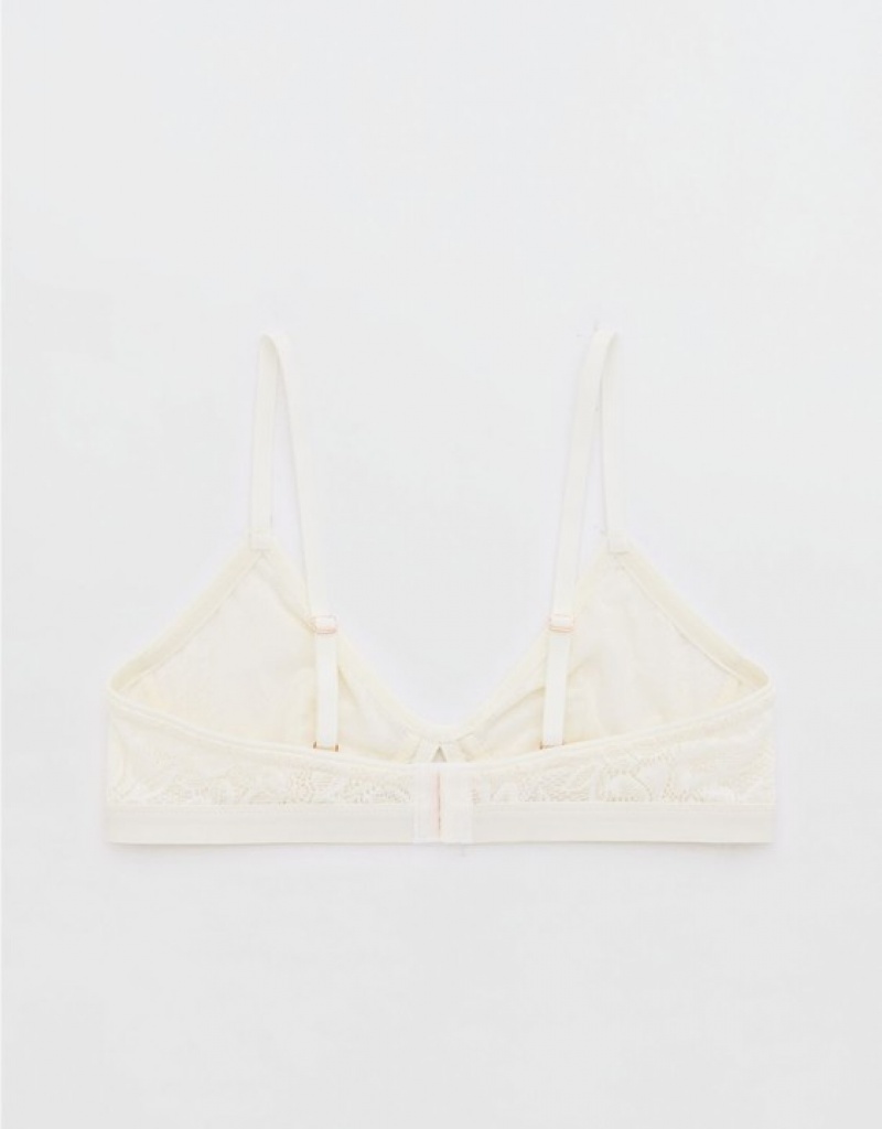 Aerie Show Off Lace Cut Outlette Bras White | 9260RHKDI