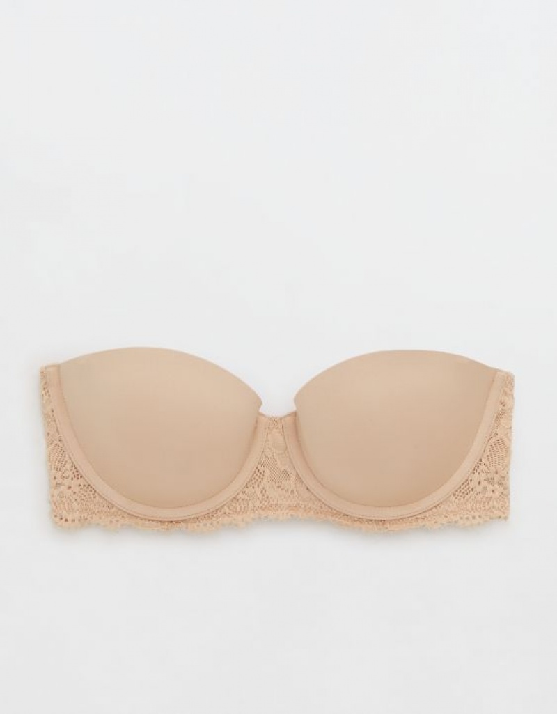 Aerie Show Off Strapless Push Up Bras Beige | 7615VTJQO