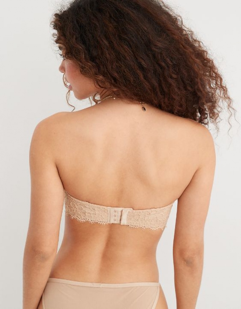 Aerie Show Off Strapless Push Up Bras Beige | 7615VTJQO