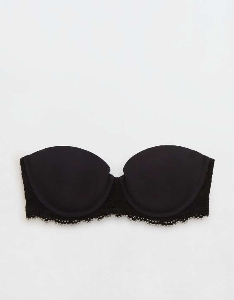 Aerie Show Off Strapless Push Up Bras Black | 1237BVTJP