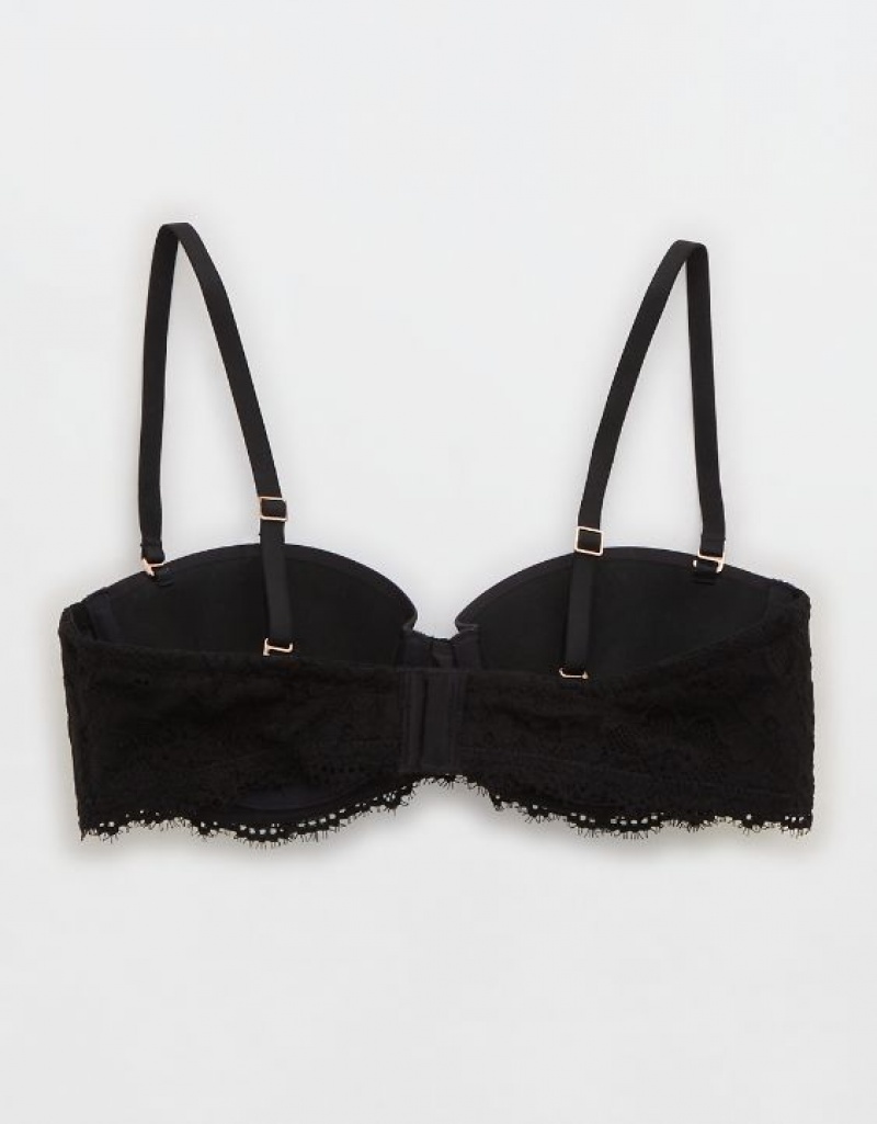 Aerie Show Off Strapless Push Up Bras Black | 1237BVTJP