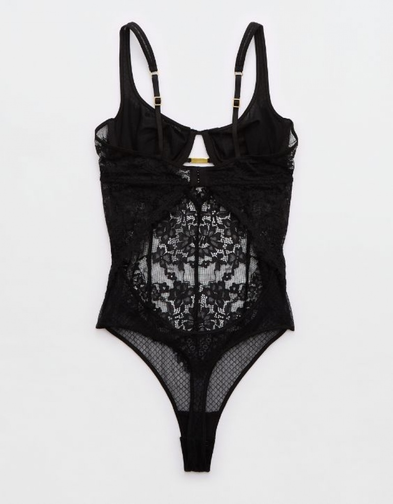 Aerie Show Off Unlined Lace Bras Black | 3840KPETG