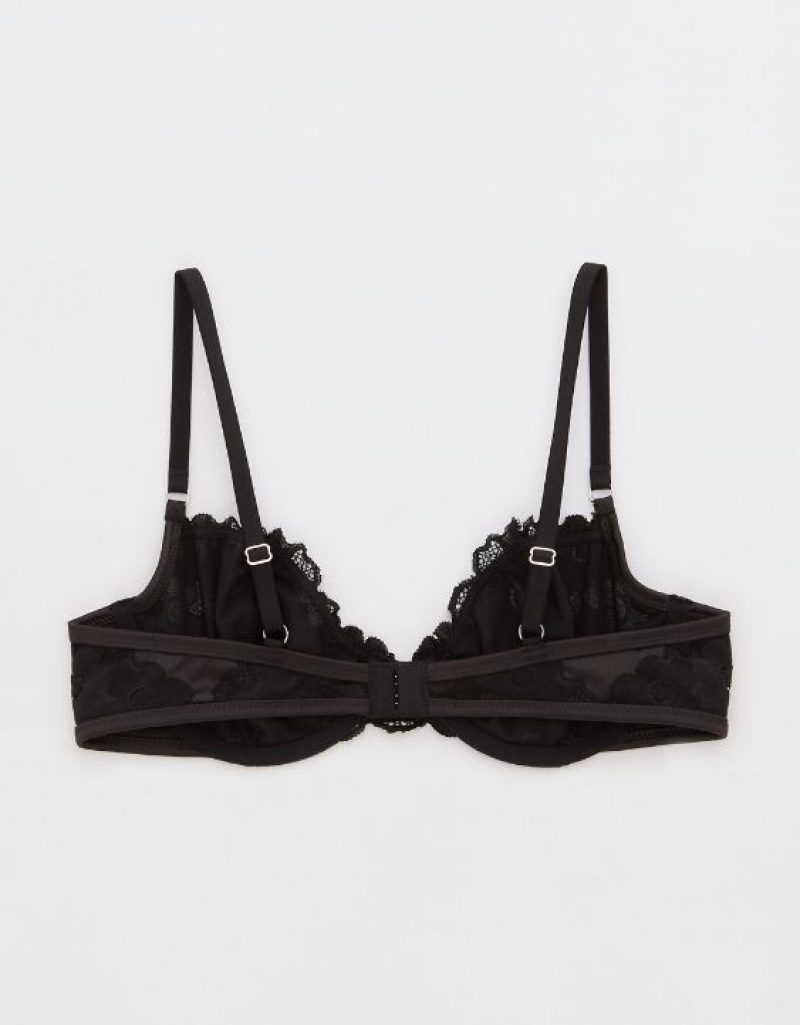 Aerie Show Off Unlined Real Lace Bras Black | 5086UYJSA