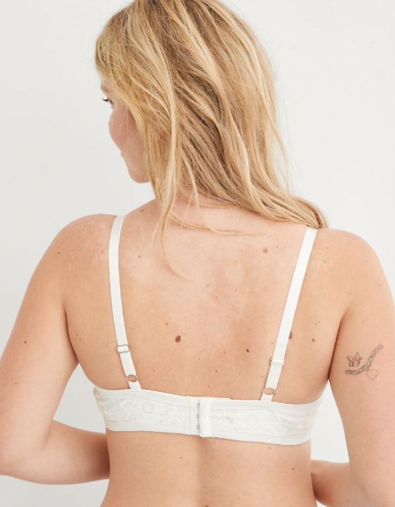 Aerie Show Off Unlined Real Lace Bras White | 1625DZOVR