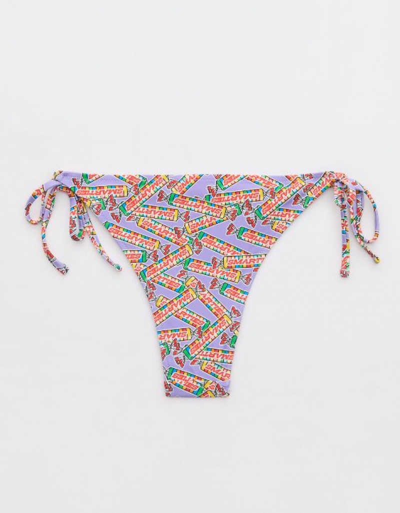 Aerie Smarties Low Rise Tie Cheekiest Bikini Bottom Purple | 2098QSODA