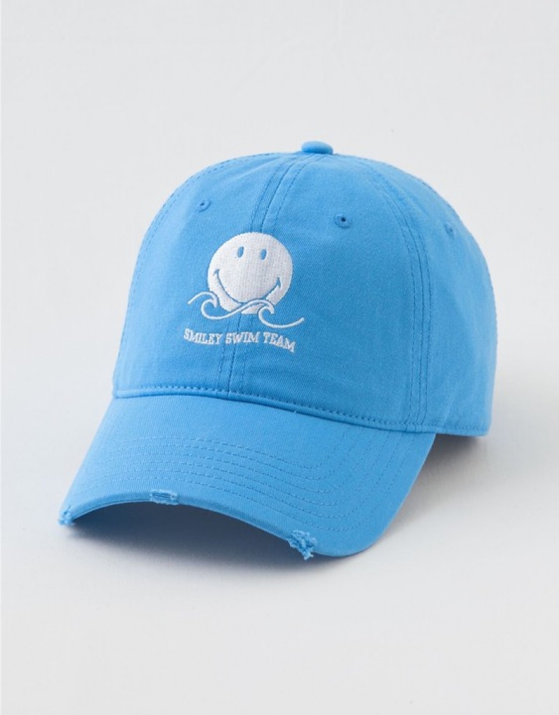 Aerie Smiley® Graphic Baseball Hats Blue | 0971QJWGV