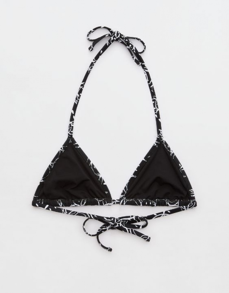 Aerie Smiley® String Triangle Bikini Top Black | 8056VSMUW